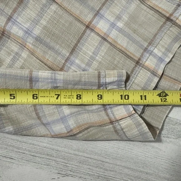 Tommy Bahama Silk Linen Shorts Mens 38 Tan Beige Plaid 10" Inseam - Picture 15 of 15